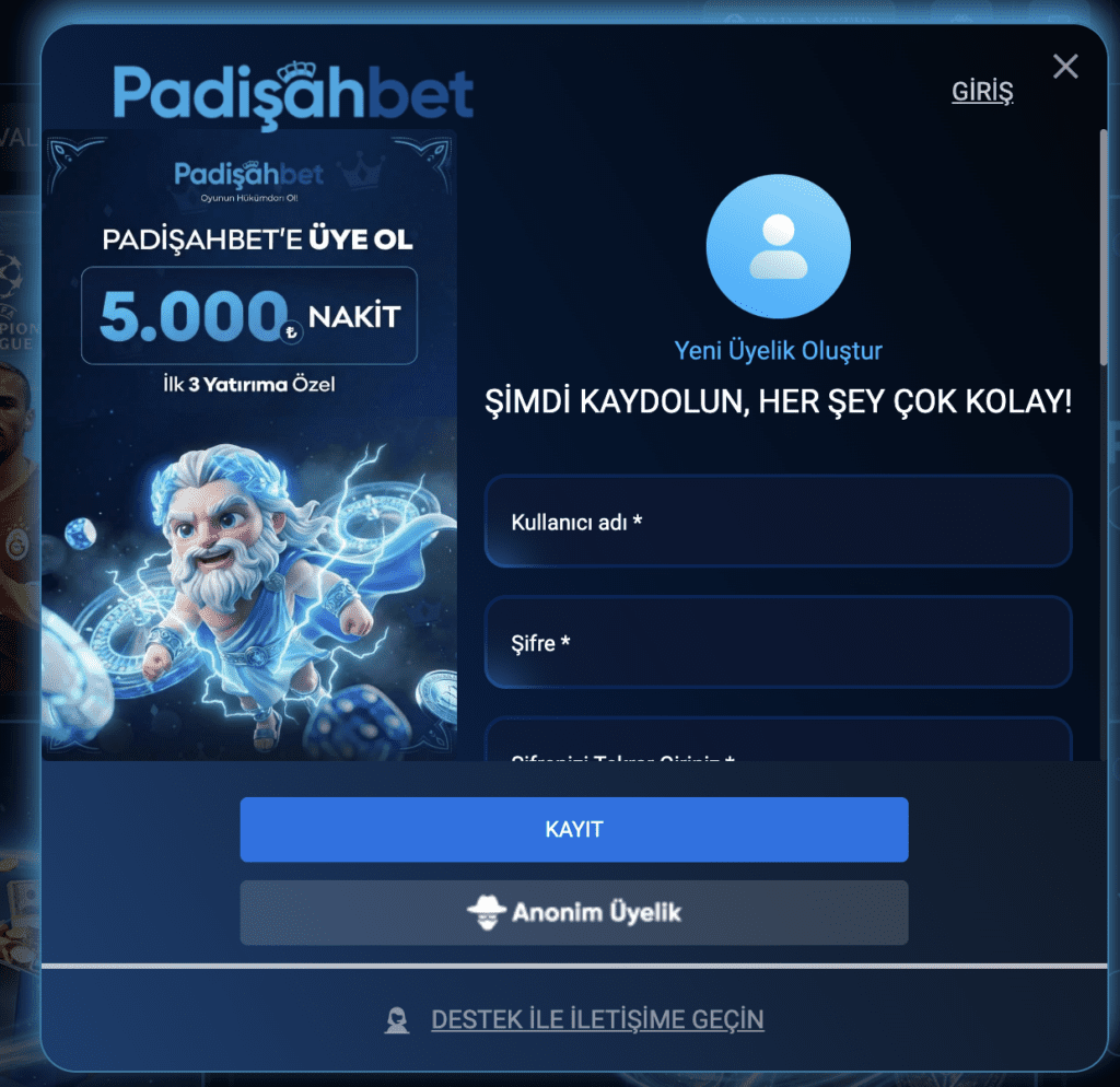 Padisahbet kayıt ekranı Padisahbet kayıt ekranı